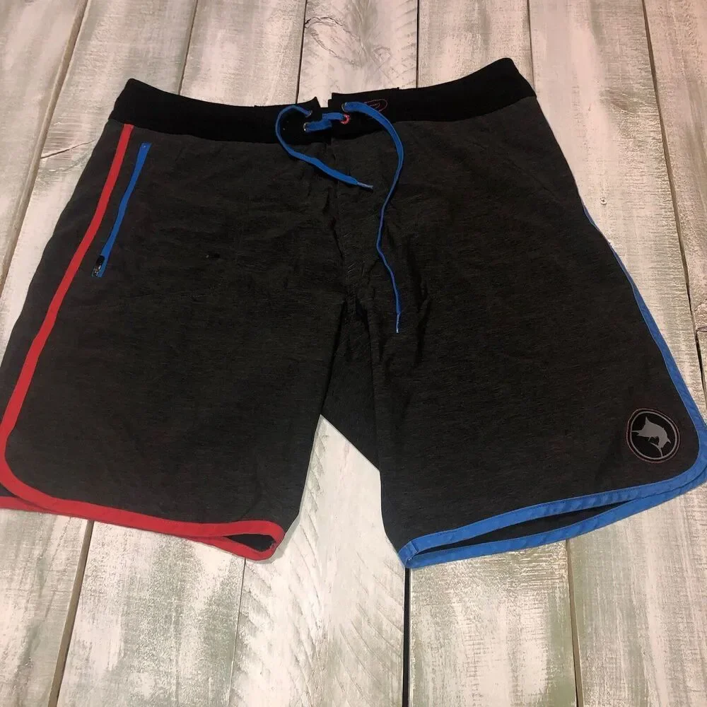 Pelagic The Wedge Board Shorts Mens 38 Ocean Blue Swim Trunks Fishing Beach